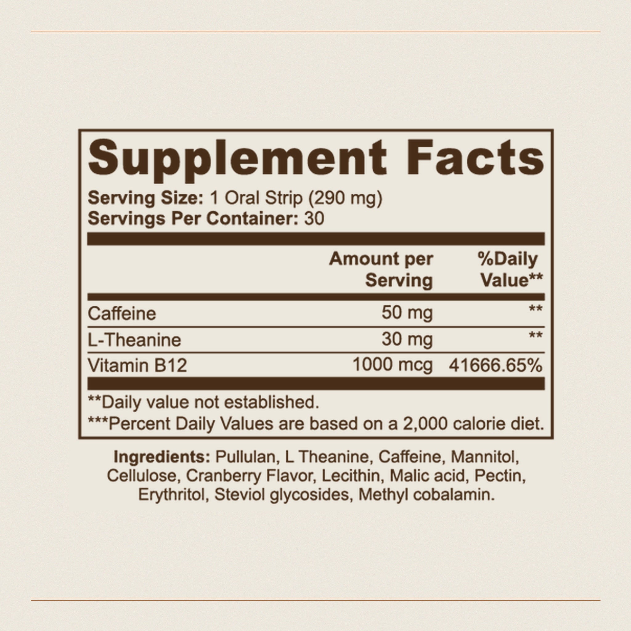 Energy Strips Supplement Facts