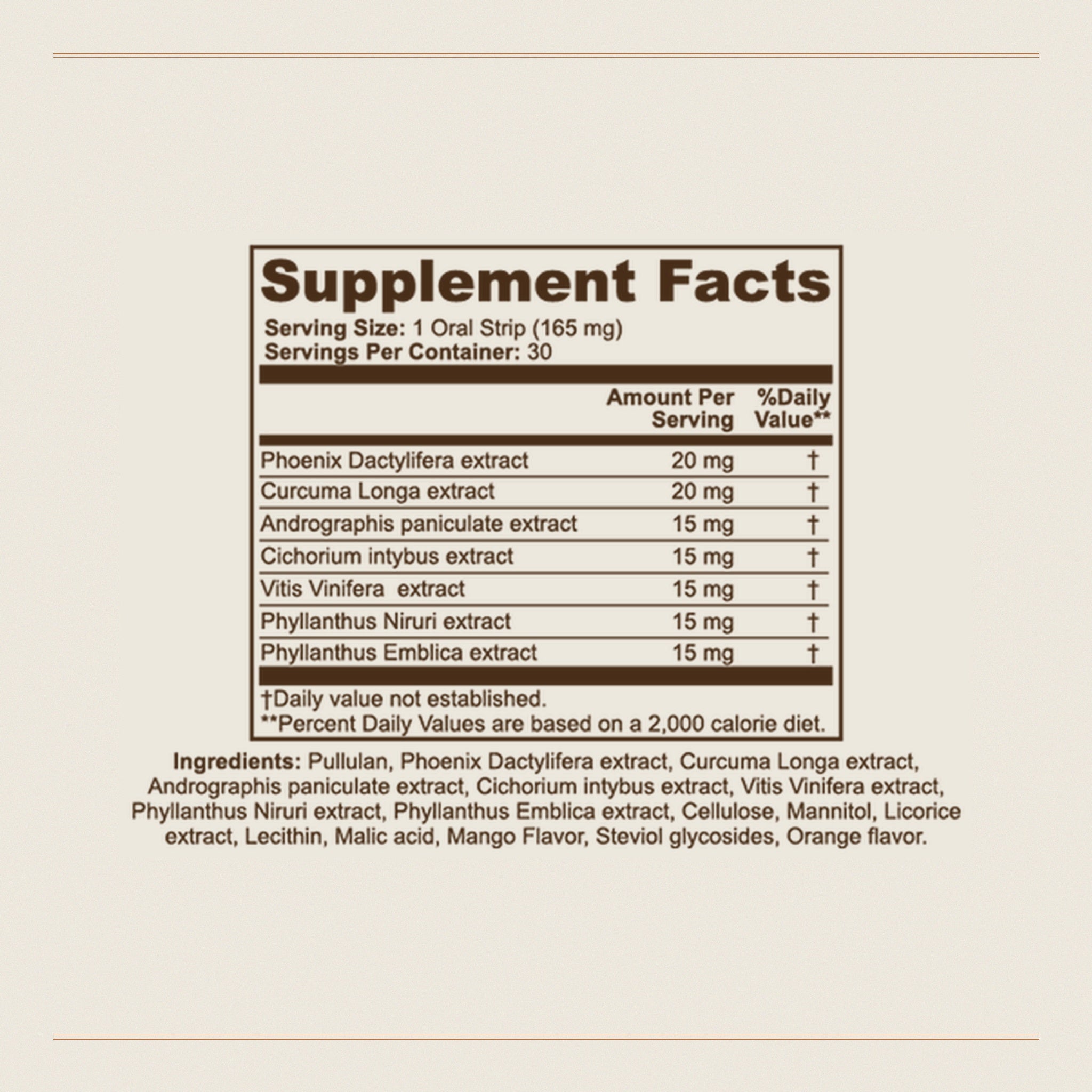 Hangover Strips Supplement Facts