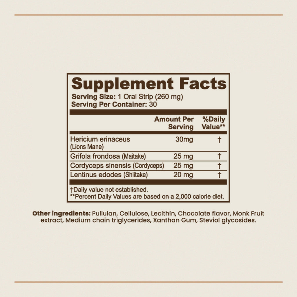 Mushroom Focus Strips Supplement Facts
