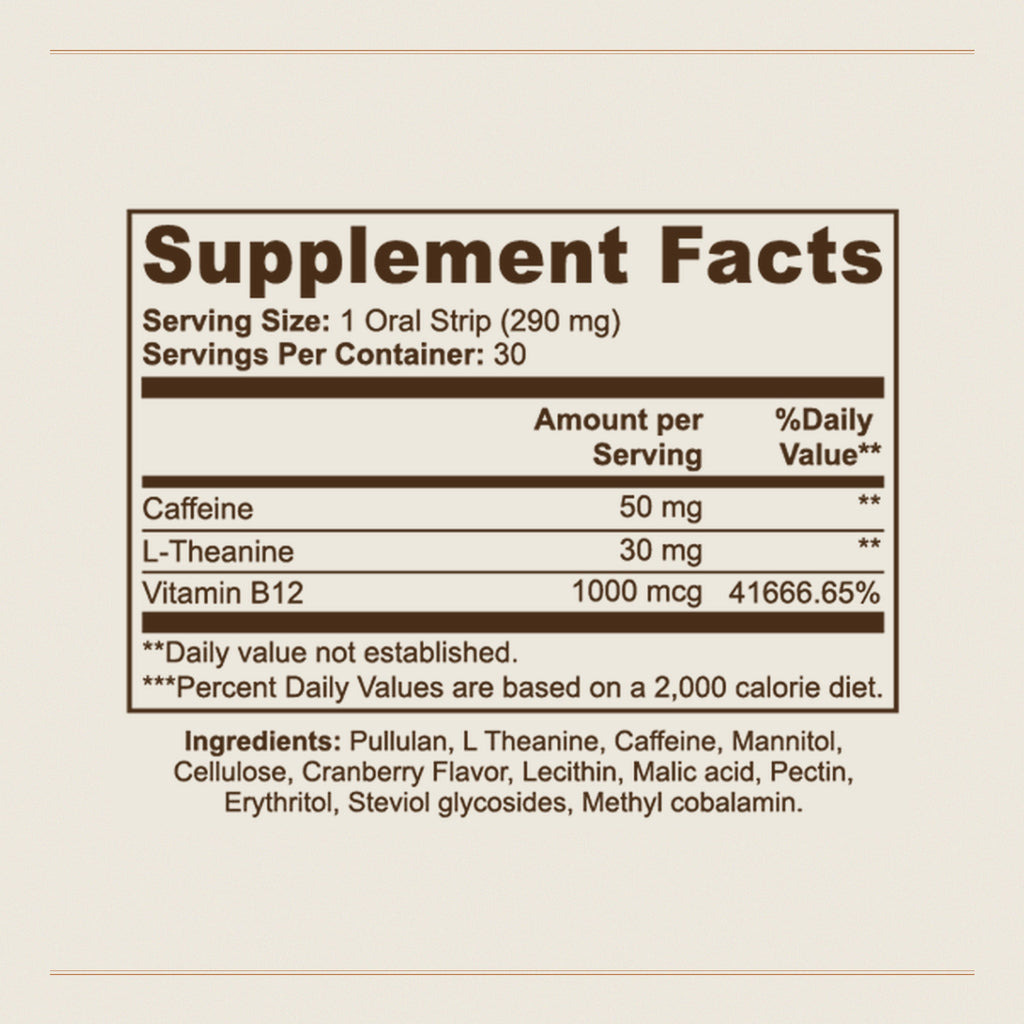 Energy Strips Supplement Facts